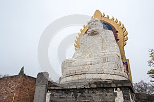 Dharma Statue at Shaolin Temple. a famous historic site in Dengfeng, Henan, China.