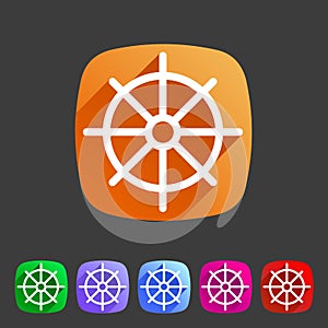 Dharma wheel dharmachakra buddhism icon flat web sign symbol logo label