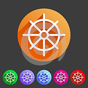 Dharma wheel dharmachakra buddhism icon flat web sign symbol logo label