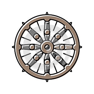 dharma wheel dharmachakra color icon vector illustration