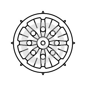 dharma wheel dharmachakra line icon vector illustration