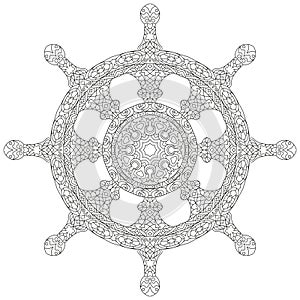 Dharma Wheel or dharmachakra, theach and walk to the path of Nirvana. For coloring