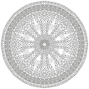 Dharma Wheel or dharmachakra, theach and walk to the path of Nirvana. For coloring