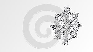 Dharma Wheel of Fortune, Spirituality, Buddhism. Steering or fate wheel. Abstract digital wireframe, low poly mesh, polygonal
