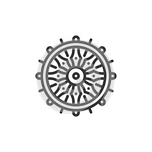 Dharma wheel line icon