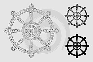 Dharma Wheel Vector Mesh 2D Model and Triangle Mosaic Icon