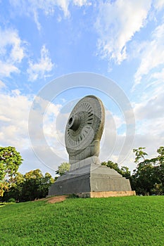 Dharmacakra or the wheel of doctrine at Phutthamonthon,Nakhon Pathom Province ,Thailand.