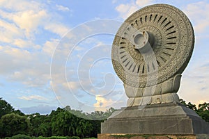 Dharmacakra or the wheel of doctrine at Phutthamonthon,Nakhon Pathom Province ,Thailand.