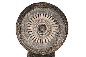 Dharmachakra. Wheel of Dhamma on an isolated