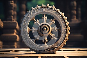 Dharmachakra Wheel india symbol with copy space
