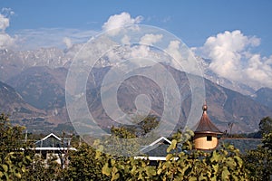 Dhauladhar himalyas from Kangra in himachal india photo