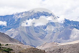 Dhaulagiri mountain range. Snowy peak. Nepal, Annapurna circuit trek