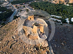 Dhayah Fort in North Ras Khaimah emirate in UAE aerial