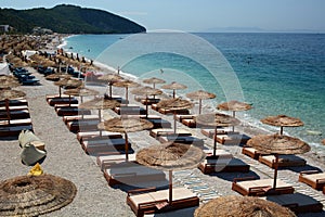 View of Dhermi beach at summer. Vlore county. Albania photo