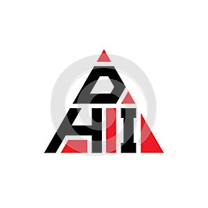DHI triangle letter logo design with triangle shape. DHI triangle logo design monogram. DHI triangle vector logo template with red photo