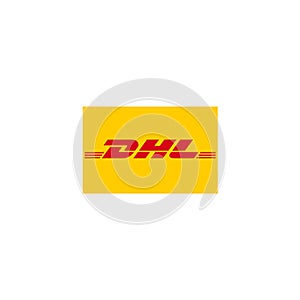 DHL logo editorial illustrative on white background