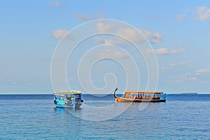 Dhoni anchored on Laccadive sea of Maldives