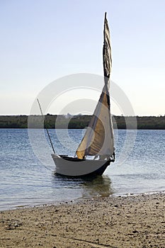 Dhow on a beach in southern Tanzania
