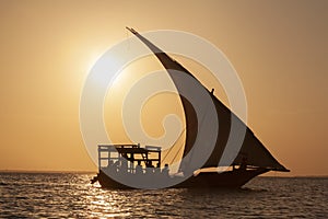 Dhow on the sea at Zanzibar