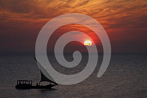 Dhow sunset cruise in Zanzibar, Tanzania.