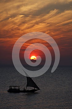 Dhow sunset cruise in Zanzibar, Tanzania.
