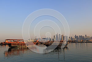 Dhows in Doha Bay