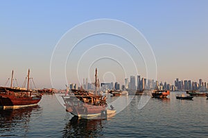 Dhows in Doha Bay