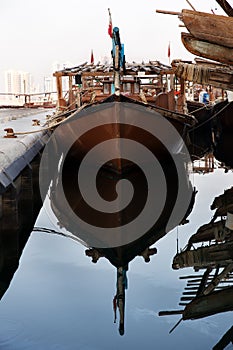 Dhows harbored at Fishing harbor of Manama, Bahrain