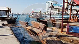 Dhows tied up in Dubai Creek