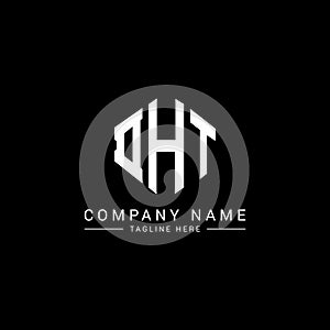DHT letter logo design with polygon shape. DHT polygon and cube shape logo design. DHT hexagon vector logo template white and