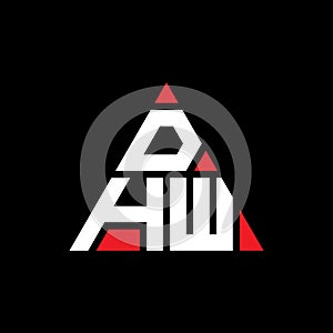 DHW triangle letter logo design with triangle shape. DHW triangle logo design monogram. DHW triangle vector logo template with red