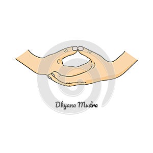 Dhyana Mudra / Gesture of Meditation. Vector