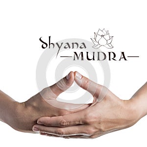 Dhyana mudra on white photo