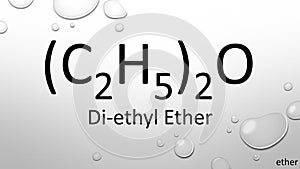 Di-ethyl ether formula on waterdrop background
