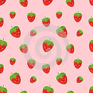 Strawberry seamless vector pattern. Repeating background with summer fruit. Use for fabric, gift wrap, packaging.