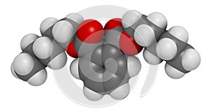 Di-n-pentyl phthalate (DNPP) plasticizer molecule. 3D rendering. photo