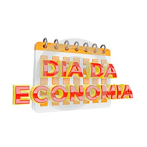 Dia da Economia signboard calendar mockup promotional and advertising campaigns isolated on white background. Lettering in photo