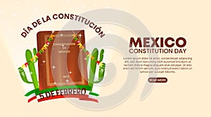 Dia de la constitucion de Mexico or Mexico constitution day background with the Mexican constitution of 1917 and scarf photo