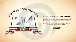 Dia de la constitucion de Mexico or Mexican constitution day background with the written Mexican constitution of 1917 and light photo