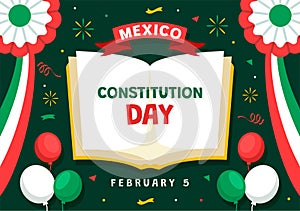 Dia De La Constitucion Vector Illustration. Translation: Happy Constitution Day of Mexico on February 5 with Mexican Hat photo