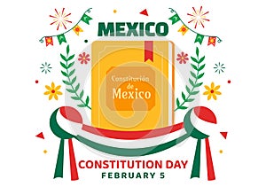 Vektor ilustrace. překlad šťastný ústava z mexiko na 5 mexičan klobouk 