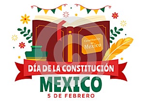 Dia De La Constitucion Vector Illustration. Translation: Happy Constitution Day of Mexico on February 5 with Mexican Hat photo