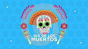 Dia de los muertos celebration with mariachi hat and flowers