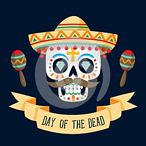 `Dia de los Muertos` day of the dead card