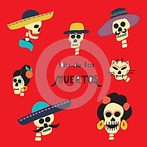 Dia De Los Muertos Day of the dead lettering. Illustration for poster,banner, card