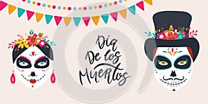 Dia de los muertos, Day of the dead, Mexican holiday banner, card