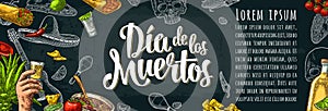 Dia de los Muertos lettering and mexican traditional food photo