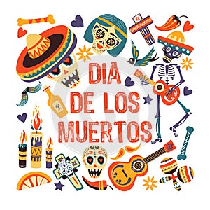 Dia de los Muertos, Mexican Day of Dead greeting card