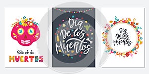 Dia de Los Muertos, Mexican Day of the Dead. Set of greeting cards