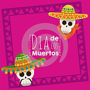 Dia de los muertos poster with mariachis skulls photo